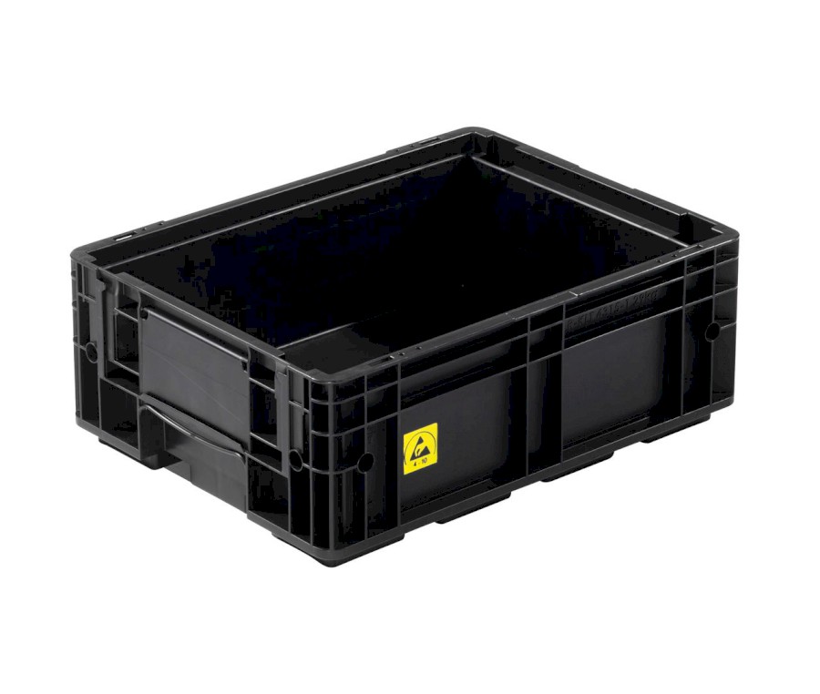 Přepravka R-KLT ESD 4115 černá, vodivá, UÚ, uzavřená